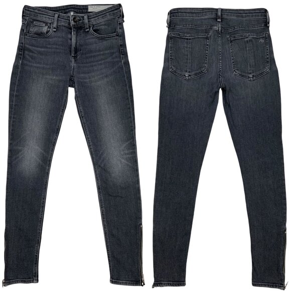 rag & bone Denim - Rag And Bone Cate Mid Rise Ankle Skinny Jeans 25 Gray Abbey Road Zip Ankles